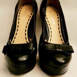 Well worn Enzo Angiolini Black Mesh Side Platform Pumps